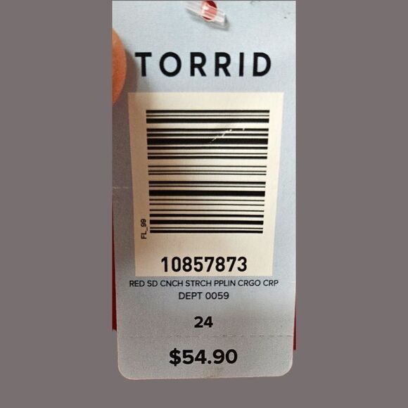 NEW TORRID BRIGHT CORAL Cinch Stretch Poplin Cropped Cargo Pants - Picture 4 of 16